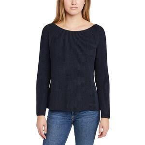 Vince Women's Navy Blue Cable Knit Sweater Size Medium 100% Cotton Heavy